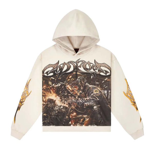 Godspeed Steel Sharpens Steel Hoodie Bone by Godspeed - NWAHYPE No.1 for streetwear Hoodies in USA