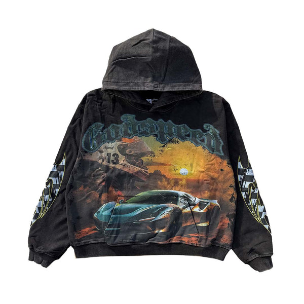 Godspeed Sunset Drift Hoodie Black Wash by Godspeed - NWAHype 1 for streetwear Hoodies in USA