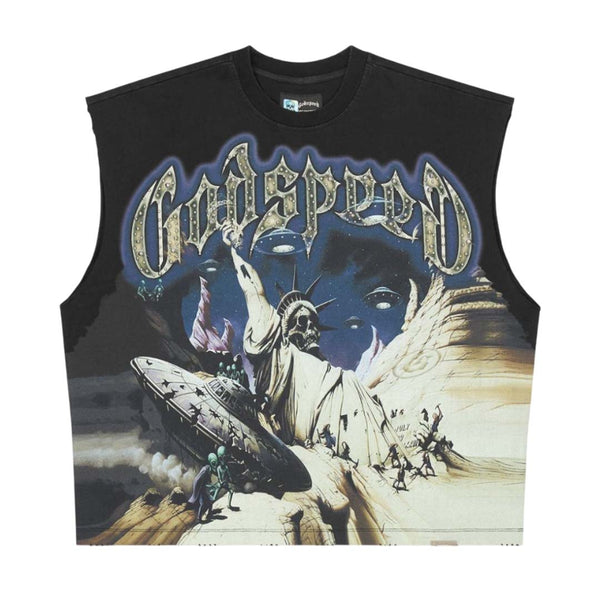 Godspeed The Landing Sleeveless Black Tee by Godspeed - NWAHYPE No.1 for streetwear T-Shirts in USA