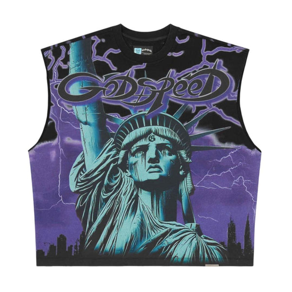 Godspeed Voltage Sleeveless Black Purple Tee by Godspeed - NWAHYPE No.1 for streetwear T-Shirts in USA