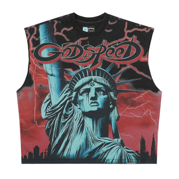 Godspeed Voltage Sleeveless Black Red Tee by Godspeed - NWAHYPE No.1 for streetwear T-Shirts in USA