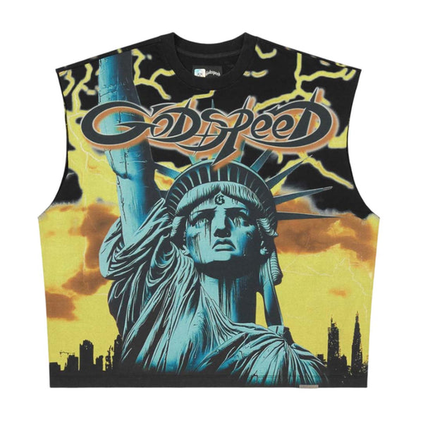 Godspeed Voltage Sleeveless Black Yellow Tee by Godspeed - NWAHYPE No.1 for streetwear T-Shirts in USA