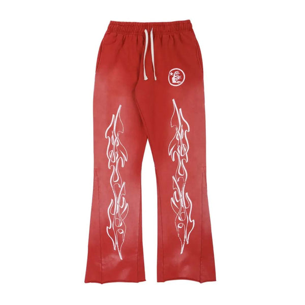 Hellstar Racer Flames Sweatpants Red by Hellstar - NWAHype 1 for streetwear Pants in USA