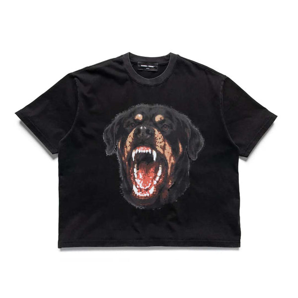 Homme Femme Digital Rottweiler Beware Of Dog Black Tee by Homme Femme - NWAHYPE No.1 for streetwear T-Shirts in USA