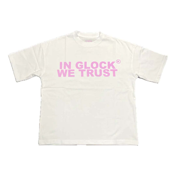 Kixkz In Glock We Trust Tee White Pink by Kixkz Clothing - NWAHYPE No.1 for streetwear T-Shirts in USA