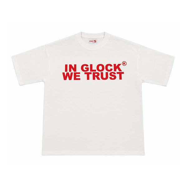 Kixkz In Glock We Trust Tee White Red by GLOCK - NWAHYPE No.1 for streetwear T-Shirts in USA