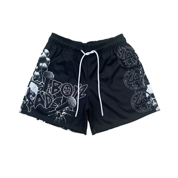 Lost Hills Black Pink Outline Mesh Shorts by Lost Hills - NWAHype 1 for streetwear Shorts in USA