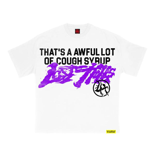 Lost Hills x Cough Syrup Spell Out Tee White by Lost Hills - NWAHype 1 for streetwear T-Shirts in USA