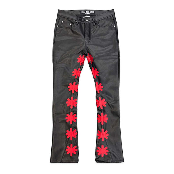 Lost Shadows Sun Logo Leather Pant Black Red by Lost Shadows - NWAHYPE No.1 for streetwear Pants in USA