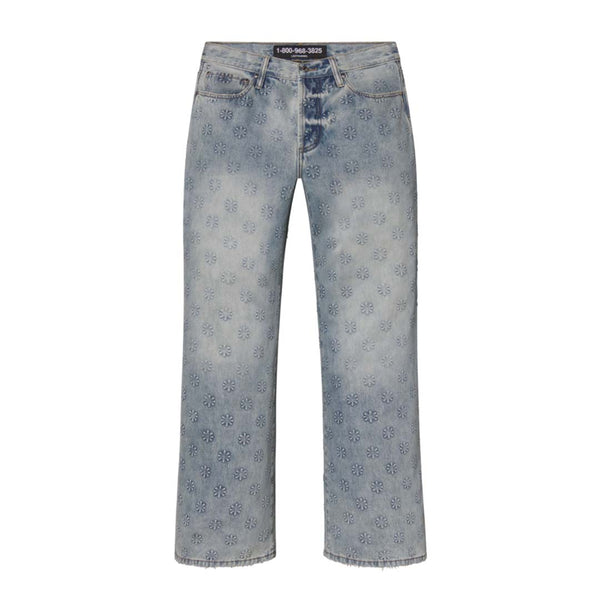 Lost Shdws Blue Embossed Denim Jeans by Lost Shadows - NWAHYPE No.1 for streetwear Pants in USA