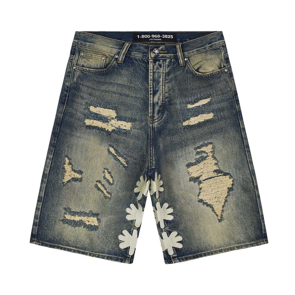 Lost Shdws Distressed Short Blue/Bone by Lost Shadows - NWAHYPE No.1 for streetwear Shorts in USA