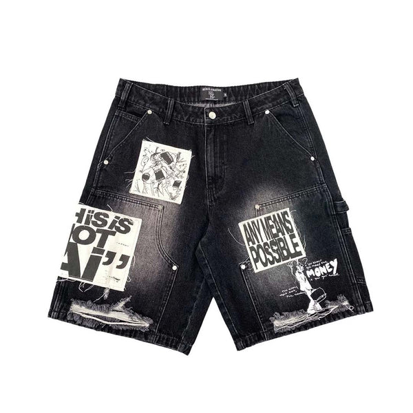 Mixed Emotions AI Denim Shorts Black by Mixed Emotions - NWAHYPE No.1 for streetwear Shorts in USA