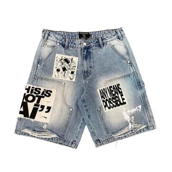 Mixed Emotions AI Denim Shorts Blue by Mixed Emotions - NWAHYPE No.1 for streetwear T-Shirts in USA
