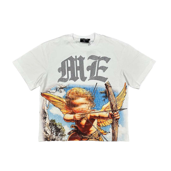 Mixed Emotions Angel Rhinestone White Blue Cropped Tee by Mixed Emotions - NWAHype 1 for streetwear T-Shirts in USA