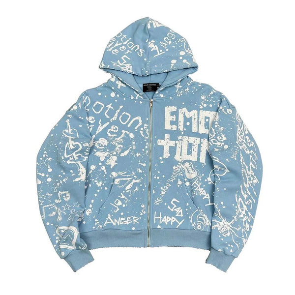 Mixed Emotions Blue Graffiti Hoodie by Mixed Emotions - NWAHYPE No.1 for streetwear Hoodies in USA