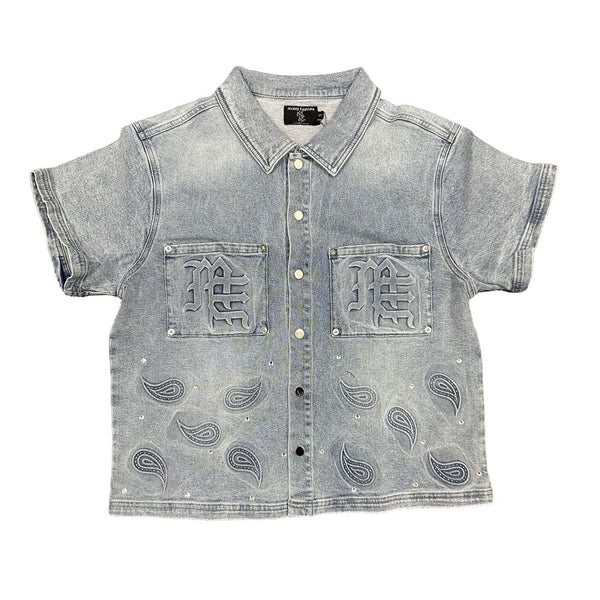 Mixed Emotions Paisley Denim Blue Shirt by Mixed Emotions - NWAHype No.1 for streetwear T-Shirts in USA