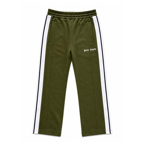 Palm Angels KIDS Classic Logo Track Pants Military Green White by Palm Angels - NWAHYPE No.1 for streetwear KIDS in USA
