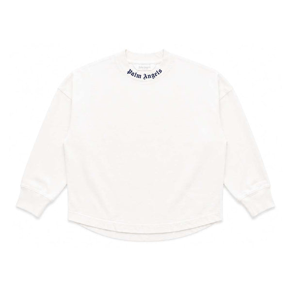 Palm Angels KIDS Classic Over Logo Tee L/S White Navy by Palm Angels - NWAHYPE No.1 for streetwear KIDS in USA