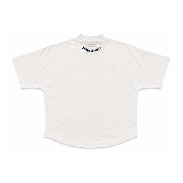 Palm Angels Kids Classic Over Logo Tee S/S White Navy Blue by Palm Angels - NWAHYPE No.1 for streetwear KIDS in USA