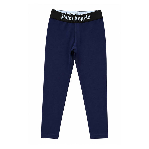 Palm Angels KIDS Waistband Logo Leggings Navy Blue Black by Palm Angels - NWAHYPE No.1 for streetwear KIDS in USA