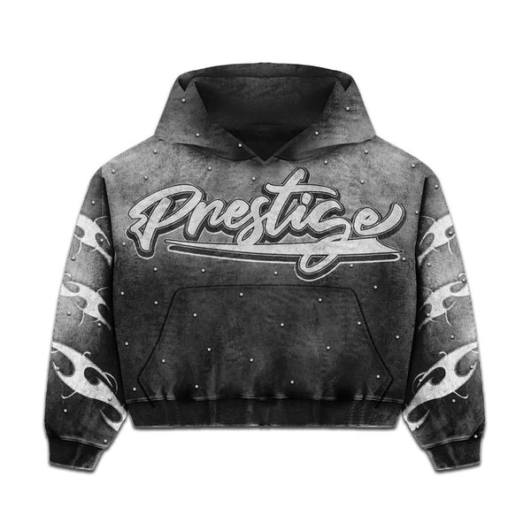 Prestige Flames Hoodie Faded Black by Prestige - NWAHYPE No.1 for streetwear Hoodies in USA
