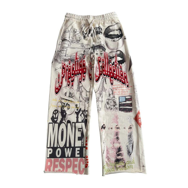 Prestige Money Power Respect Sweatpants White Black Red by Prestige - NWAHYPE No.1 for streetwear Pants in USA