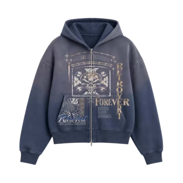 Retrovert Winter Zip Up Hoodie Navy by Retrovert - NWAHYPE No.1 for streetwear Hoodies in USA