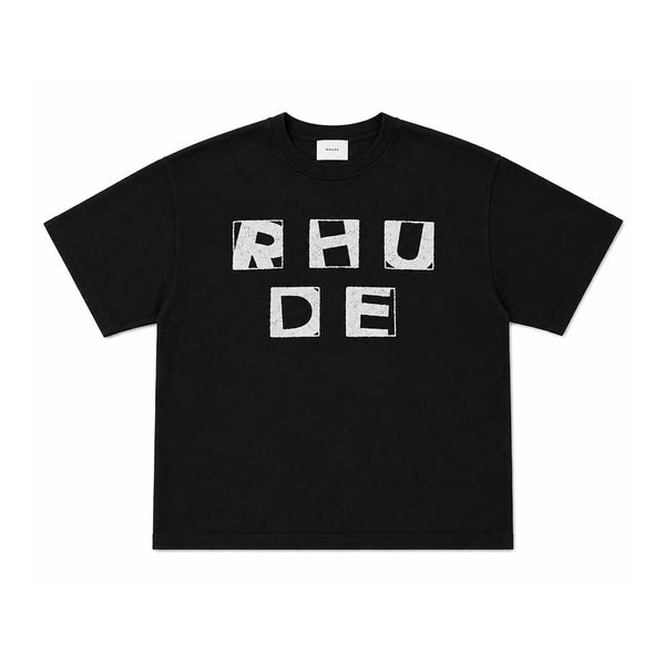 Rhude Stencil Knit Black White Tee by Rhude - NWAHYPE No.1 for streetwear T-Shirts in USA