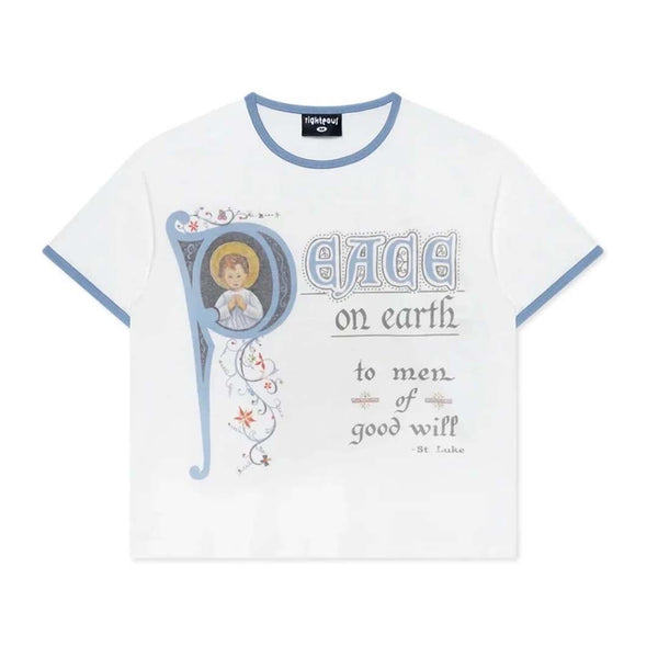 Righteous Peace on Earth Ringer Tee White Blue by Righteous - NWAHYPE No.1 for streetwear T-Shirts in USA