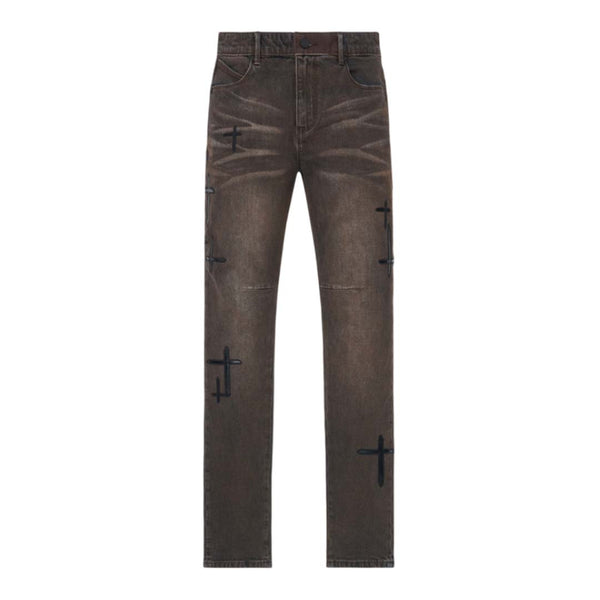 RTA Bryant Skinny Jean Mocha Drift Cross Patch by RtA - NWAHYPE No.1 for streetwear Pants in USA