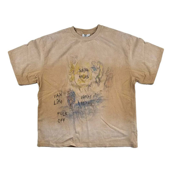 Saint Vanity F*ck Off Faded Brown Tan Tee by Saint Vanity - NWAHYPE No.1 for streetwear T-Shirts in USA