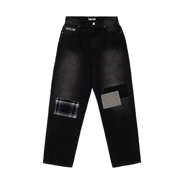 Sinclair Country Patched Denim Jeans Washed Black by Sinclair - NWAHype 1 for streetwear Pants in USA