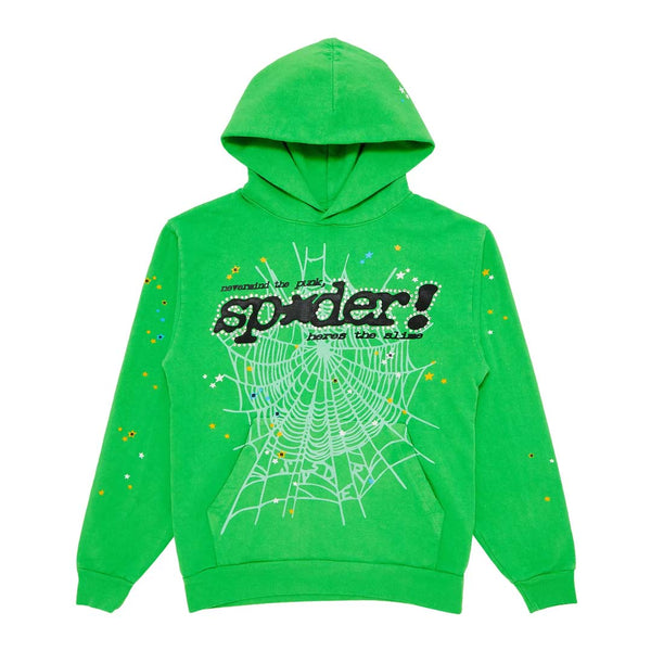 Sp5der Slime Green Rhinestone Punk V2 Hoodie by Sp5der - NWAHype No.1 for streetwear Hoodies in USA