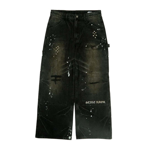 Stile de Amor 1950s Splatter Denim Black Pants by Stile de Amor - NWAHYPE No.1 for streetwear Pants in USA