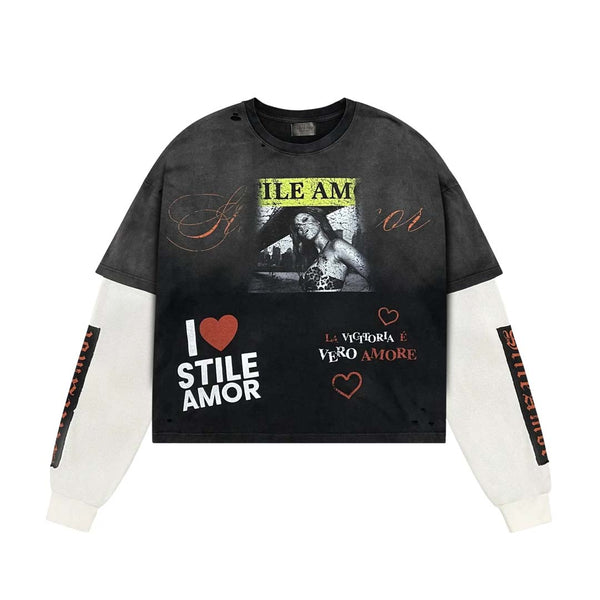 Stile de Amor La Victorial Long Sleeve Tee Faded Black by Stile de Amor - NWAHYPE No.1 for streetwear T-Shirts in USA