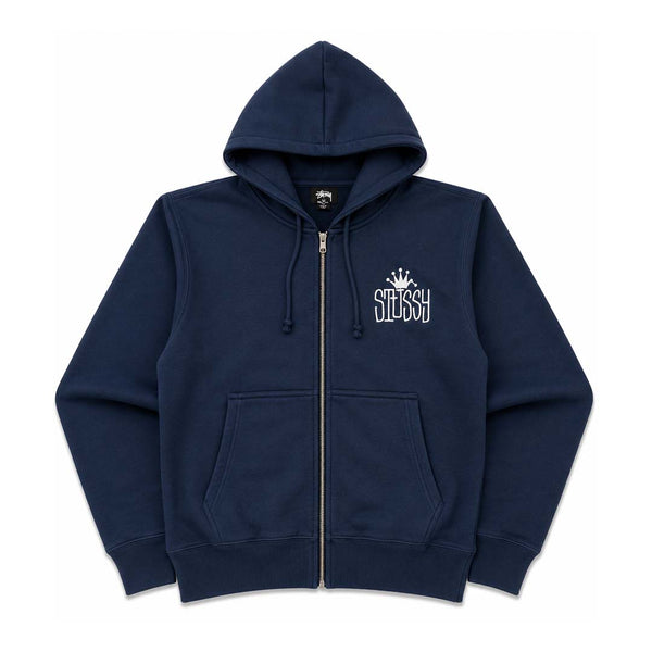 Stussy Navy Crown International Zip Up Hoodie by Stussy - NWAHYPE No.1 for streetwear Hoodies in USA