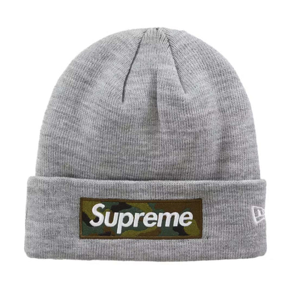 Supreme New Era Box Logo Beanie Grey/Camo by Supreme - NWAHype No.1 for streetwear Beanies in USA