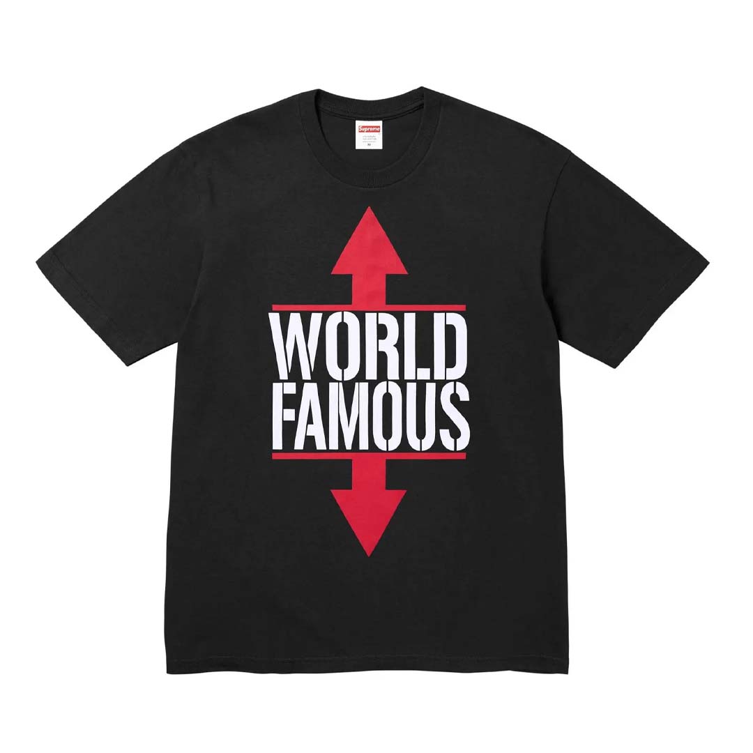 トップス Supreme 01ss WORLD FAMOUS SUPREME Tee Supreme World Famous Black T-Shirt - Stylish Streetwear Tee – NWAHYPE
