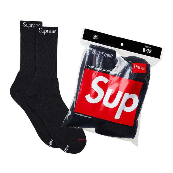 Supreme x Hanes Crew Socks (4 Pack) 'Black' by Supreme - NWAHype No.1 for streetwear Accessories in USA