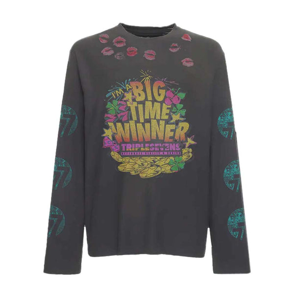 Triple Sevens Lucky Kiss Long Sleeve Tee Faded Black by Triple Sevens - NWAHYPE No.1 for streetwear T-Shirts in USA