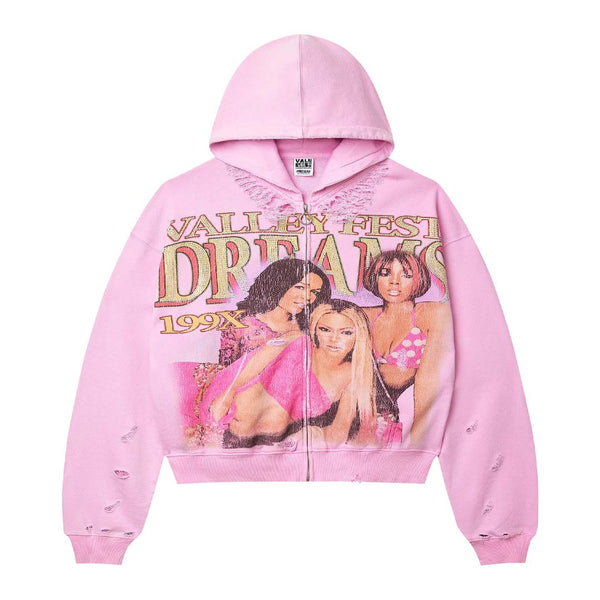 Vale Forever Dreams Distressed Zip Up Hoodie 'Pink' by NWAHype - NWAHype No.1 for streetwear in USA
