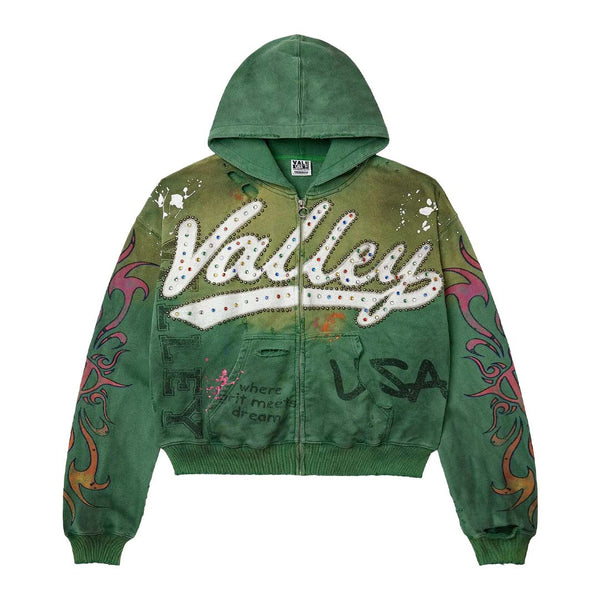 Vale Forever Inferno Zip Up Hoodie 'Green' by Vale Forever - NWAHype 1 for streetwear Hoodies in USA
