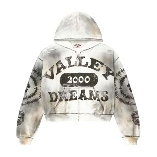 Vale Forever Spiral Zip Up Hoodie Ash Grey by Vale Forever - NWAHYPE No.1 for streetwear Hoodies in USA