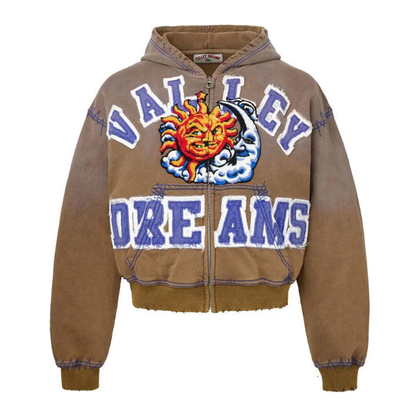 Vale Forever Sunny Brown Zip Up Hoodie by Vale Forever - NWAHYPE No.1 for streetwear Hoodies in USA