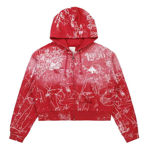 Vertabrae Silo Sketch Cropped Zip Hoodie Red by Vertabrae - NWAHype No.1 for streetwear Hoodies in USA