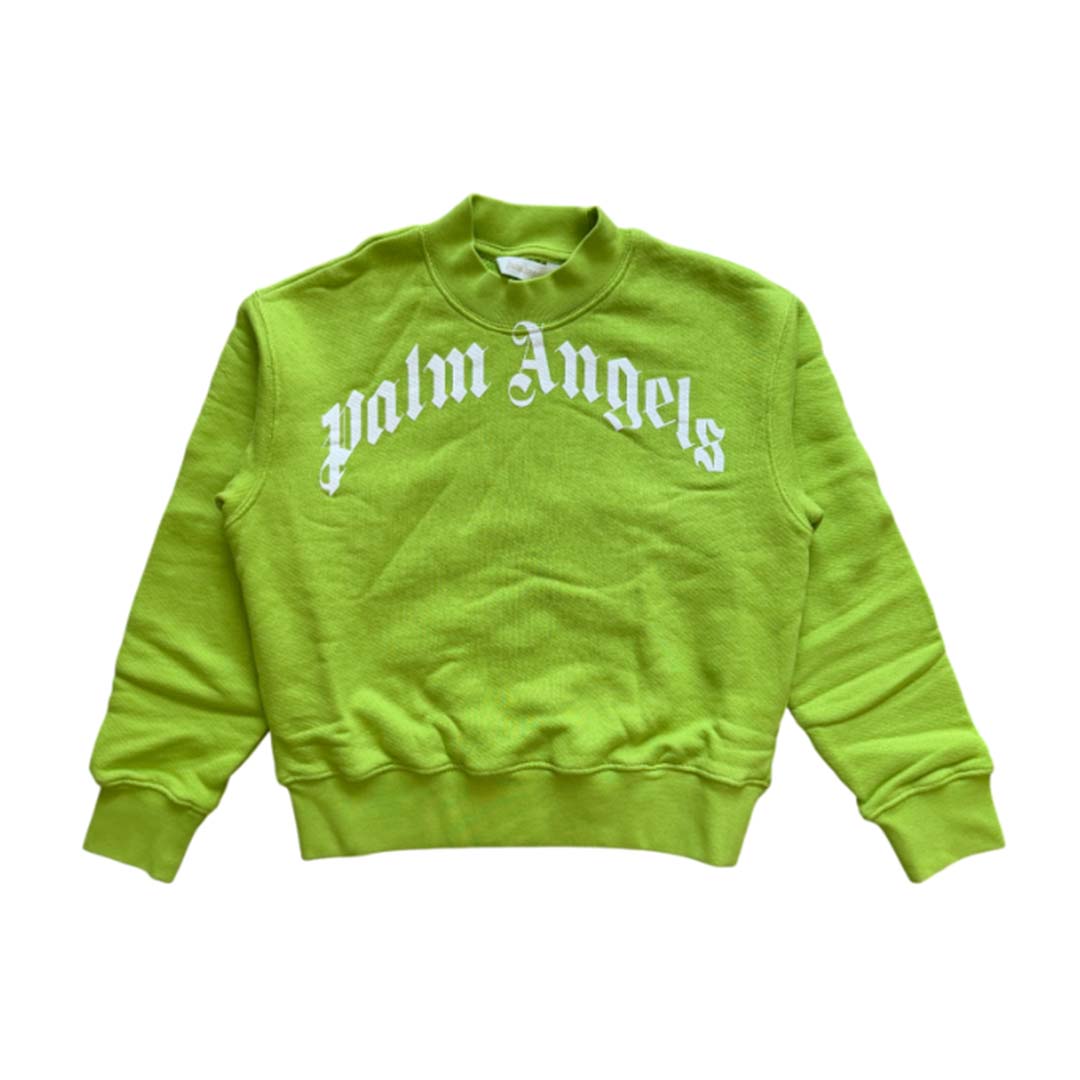 Palm Angels KIDS Classic Over Logo Crewneck Lime Green White