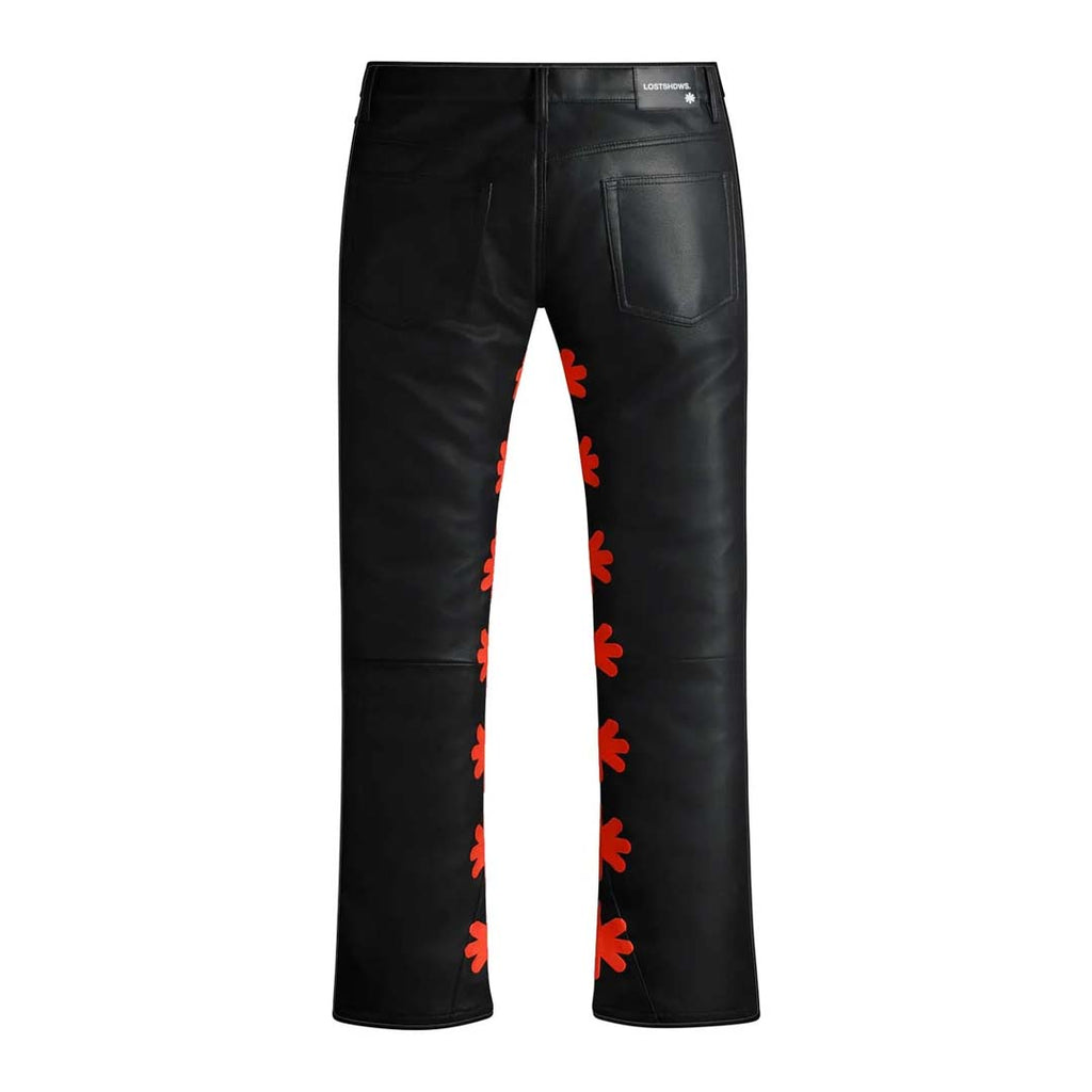 Lost Shadows Sun Logo Leather Pant Black Red