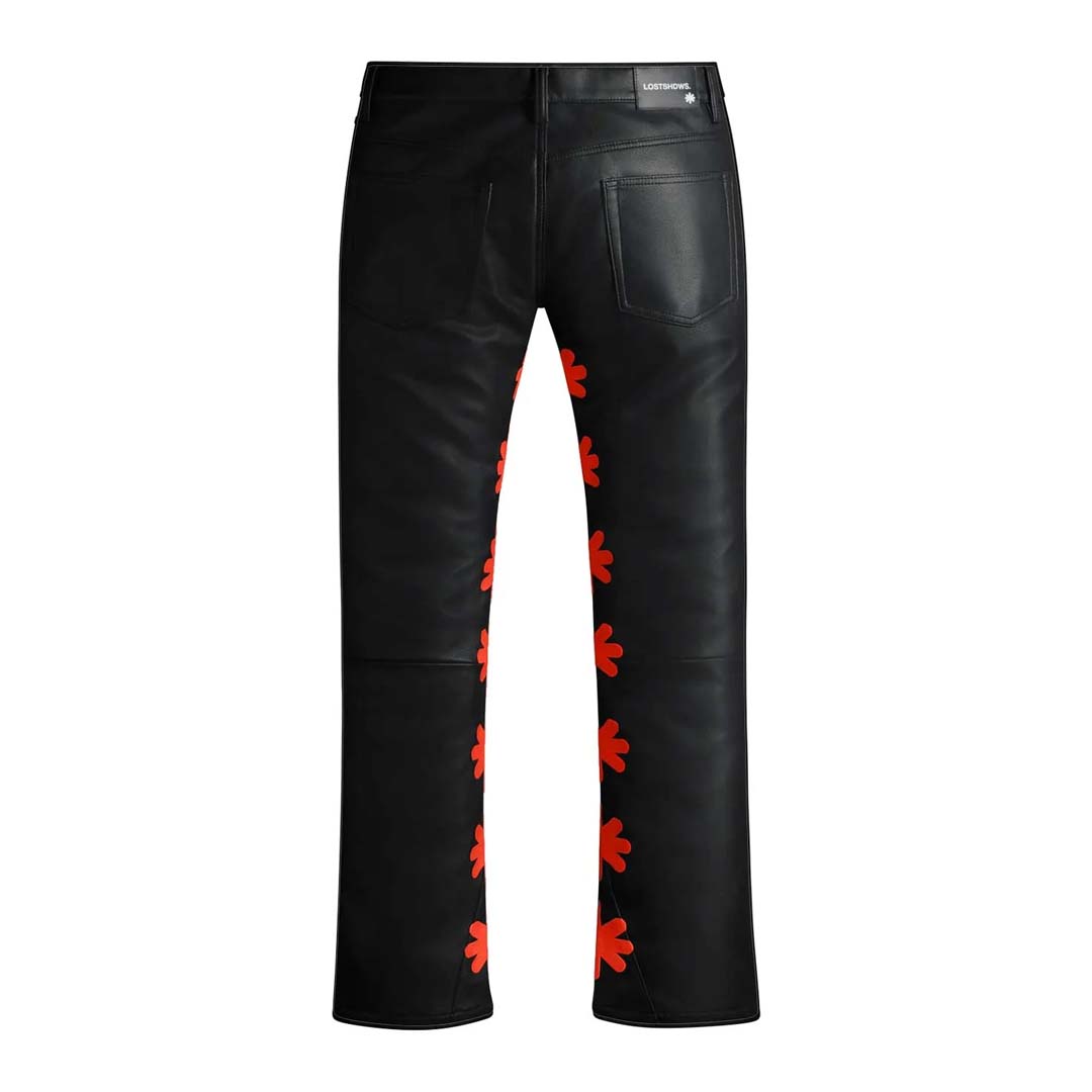 Lost Shadows Sun Logo Leather Pant Black Red