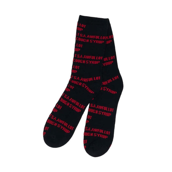 Awful Lot of Cough Syrup Socks Black Red