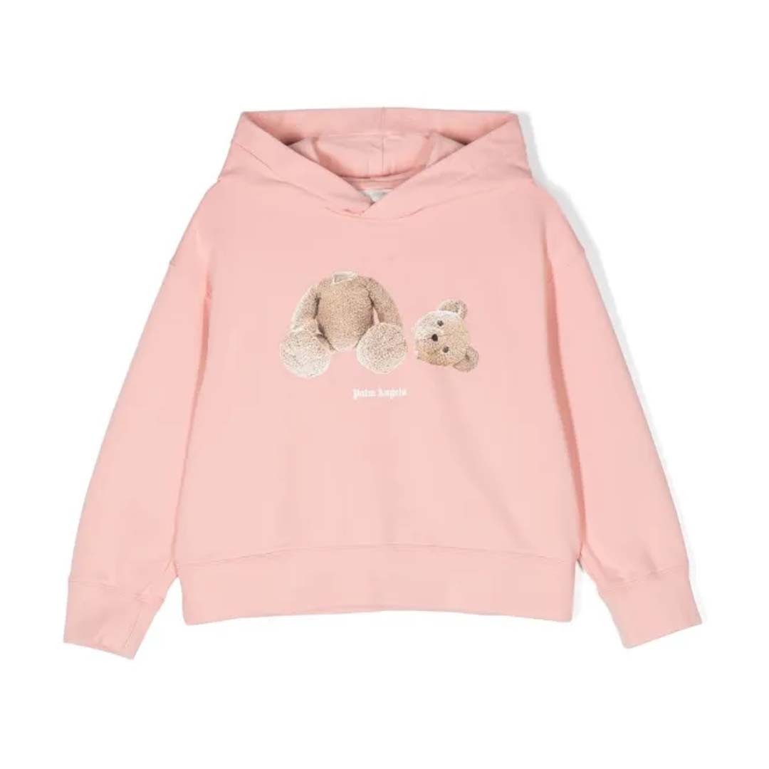 Palm Angels KIDS Bear Hoodie Pink Brown